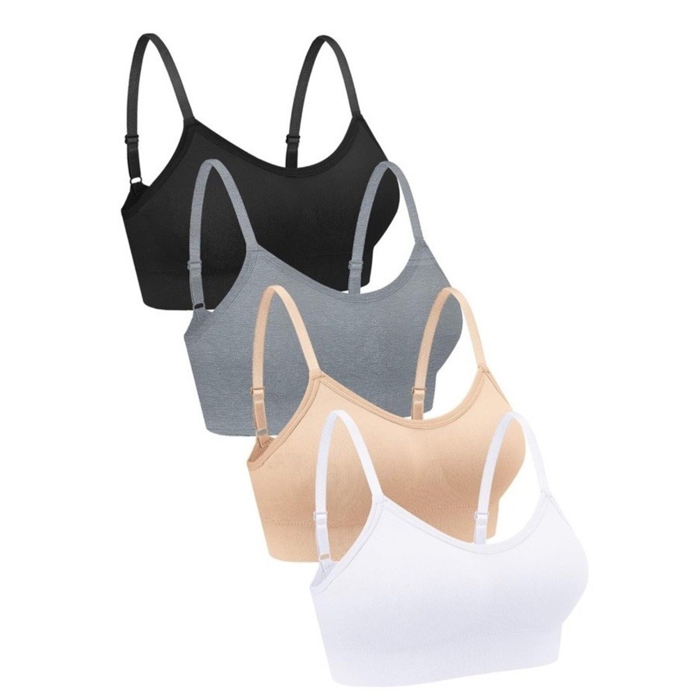 4 Pieces Neck Bralettes Wireless Cami Bra Tank Top Bra‎ Sports Bra for Women-XL